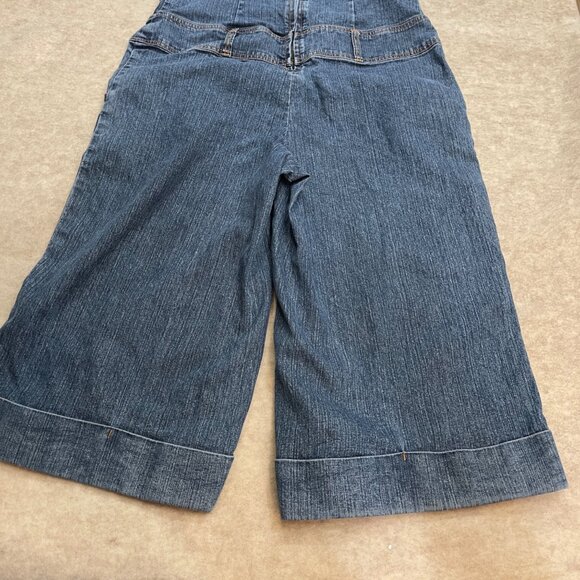 Yada Yada Stretch Y2K 2000's Blue Denim Wide Leg Capri Jumper Romper size Large - Picture 8 of 15